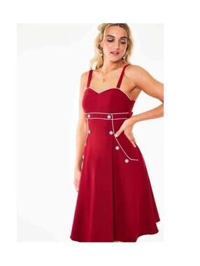 voodoo vixen dress Red CLAUDIA NAUTICAL FLARED DRESS Large